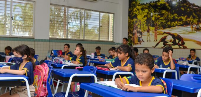 Crianças em uma escola de Palmas, que caminha para ser a capital mais alfabetizada do Brasil